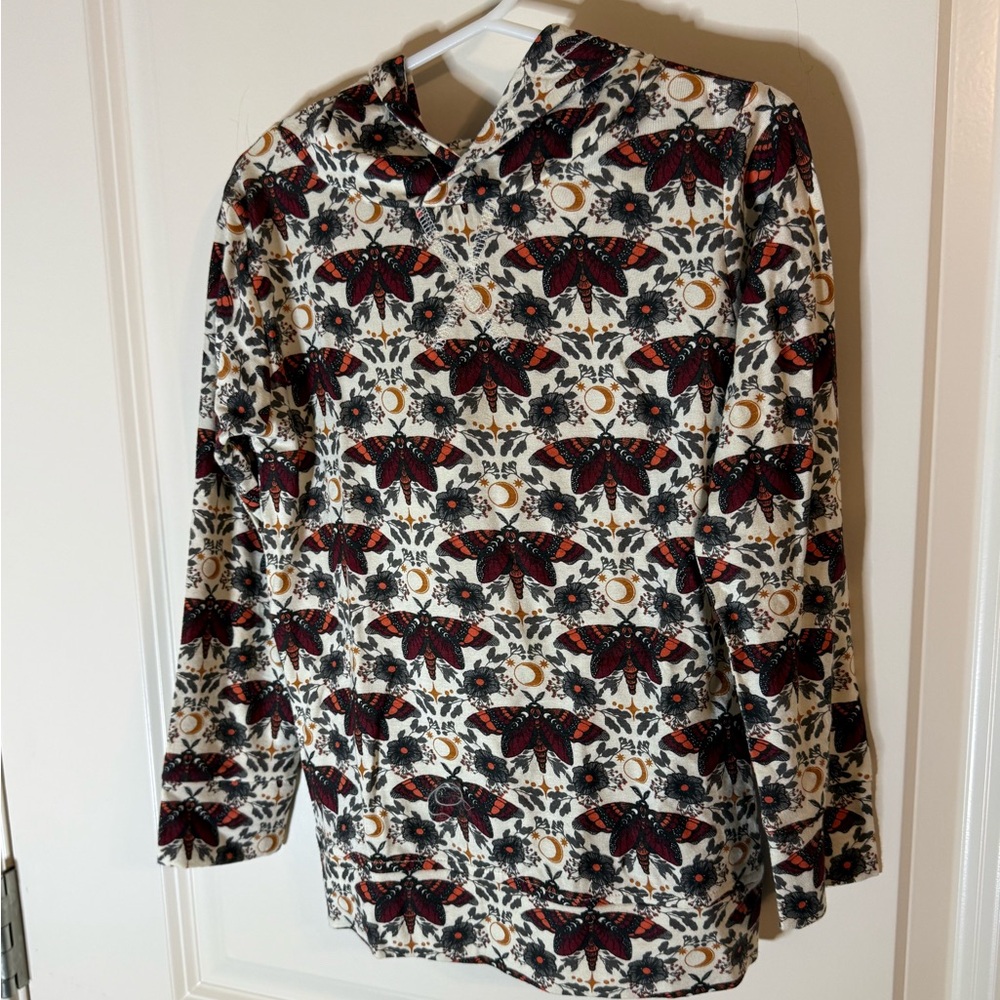 Kate Quinn Dark Butterfly Night Hoodie 4T Moth Floral Boho Long Sleeve Top